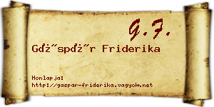 Gáspár Friderika névjegykártya