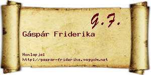 Gáspár Friderika névjegykártya